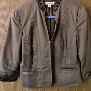Coldwater Creek Women's Mocha Blazer with beaded embellishments